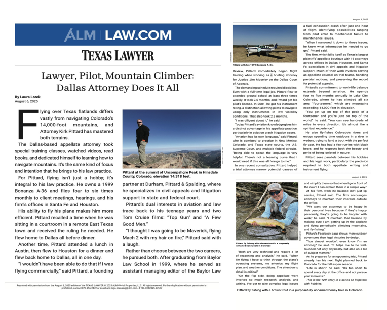Texas Lawyer profile of Kirk Pittard