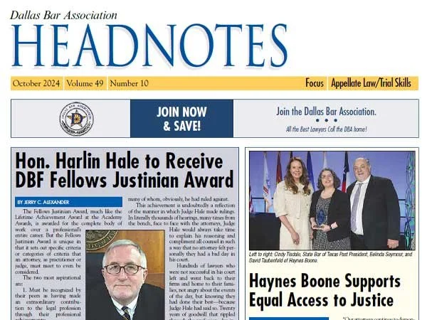 Thad Spalding and Intern, Claire Moulton, published in this month’s Headnotes!