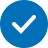 A checkmark icon on a blue background