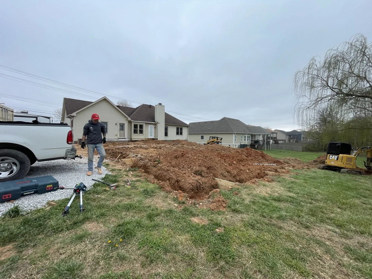 Gibson Plumbing excavation work at a residential job site