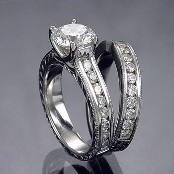 Custom ring set with a round center stone.
