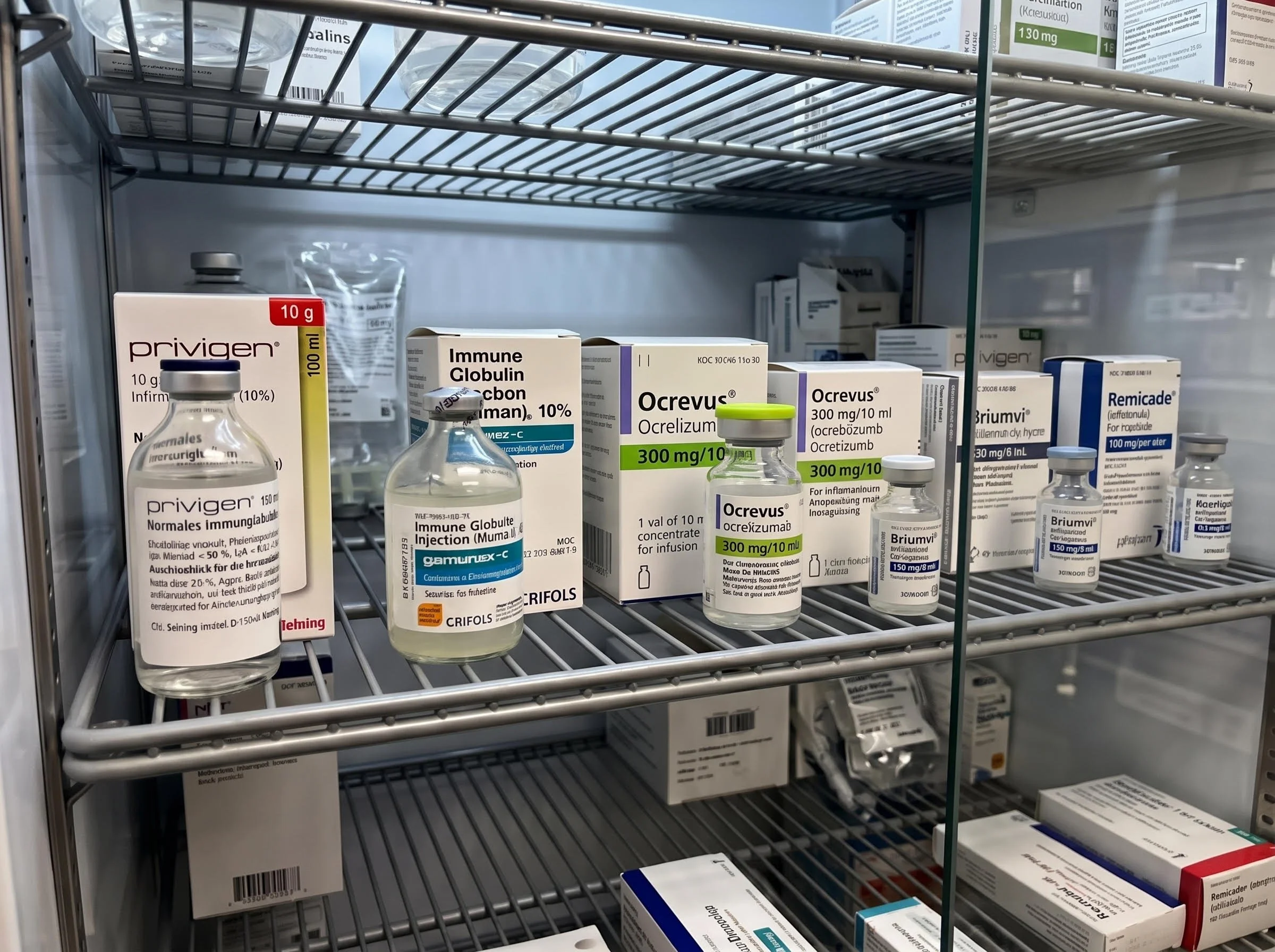 Infusion medications stored in the refrigerator at the HIO pharmacy