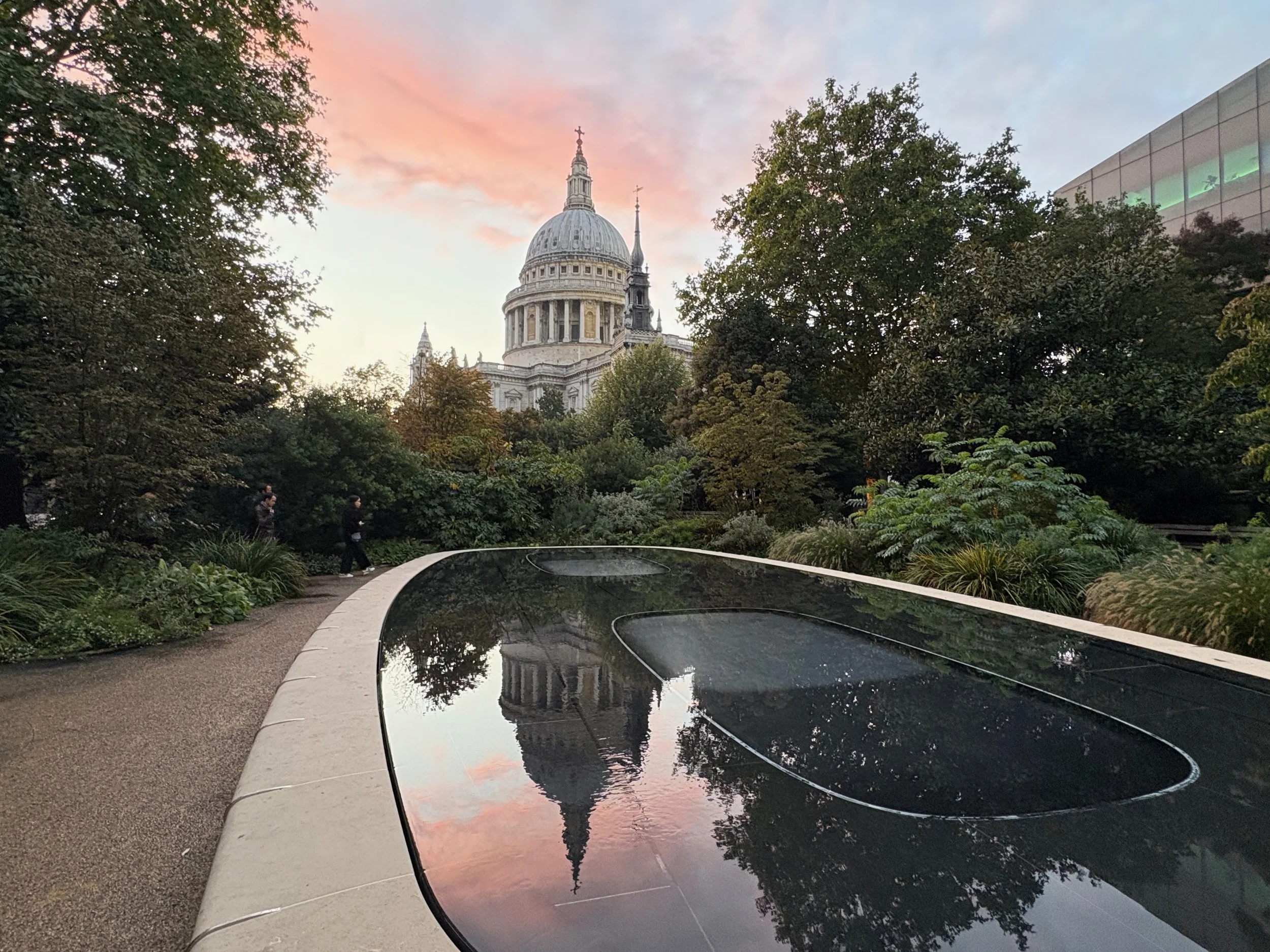 Reflecting pool near St Paul's Cathedral, London