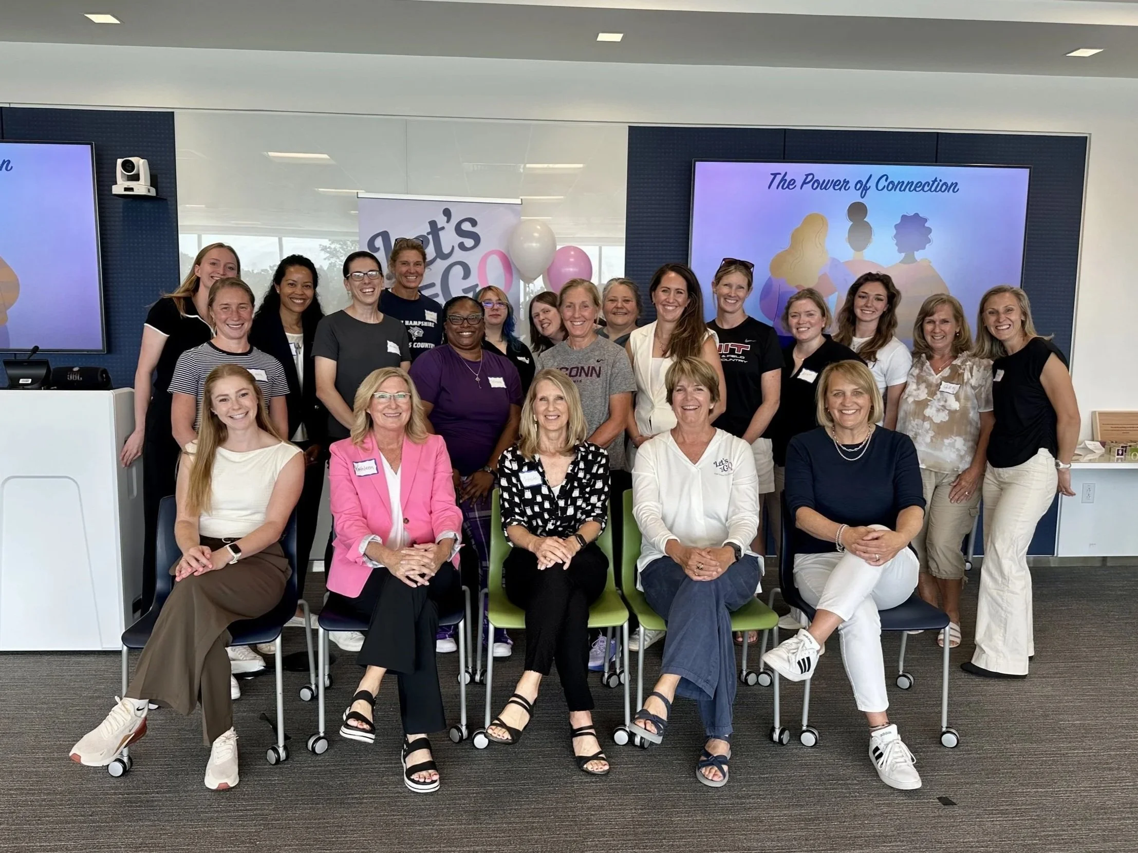 Group photo of coaches and leaders at the 2026 Mid-Summer Summit for women in sport, Storrs, Connecticut