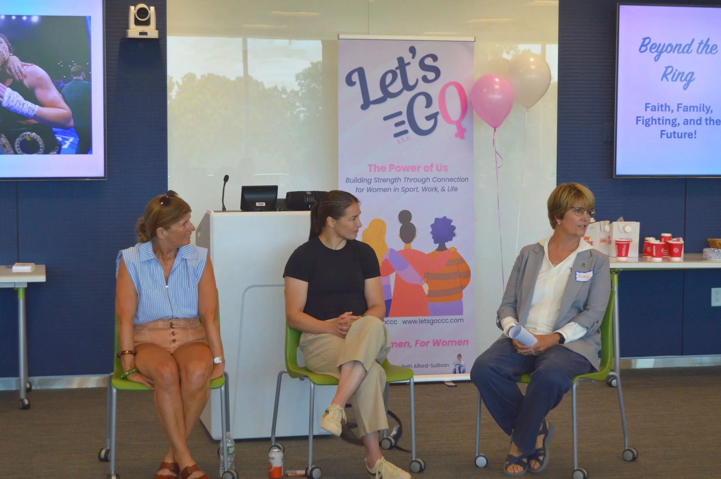 Olympic champion Katie Taylor and Beth Alford-Sullivan on a panel at the 2026 Mid-Summer Summit for women in sport leadership