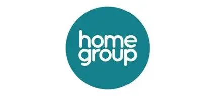Home Group logo with white text inside a teal circle.