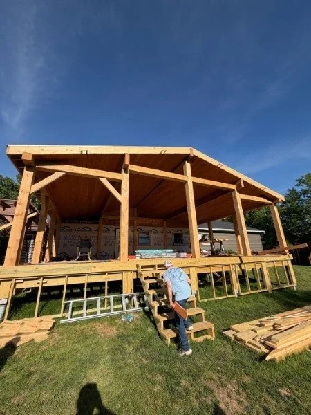 Timber-frame covered porch