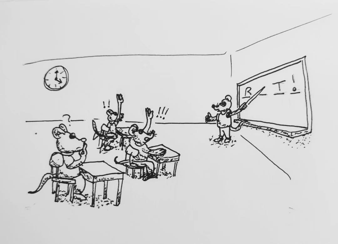 Today's word is #lesson. Just a lil quicky 2day 
.
.
.
#inktober #rats #rat #school #teaching #teacher #mrratburn #idk #inktober2025 #mice #rodents #ratas #ratones #roedores #leccion