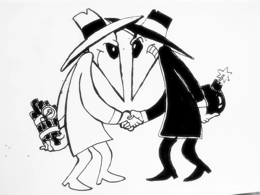 Day 20 is #Rivals
.
.
.
#inktober #inktober2025 #SpyVsSpy #rival #enemies #cartoons #comics #graphicnovels