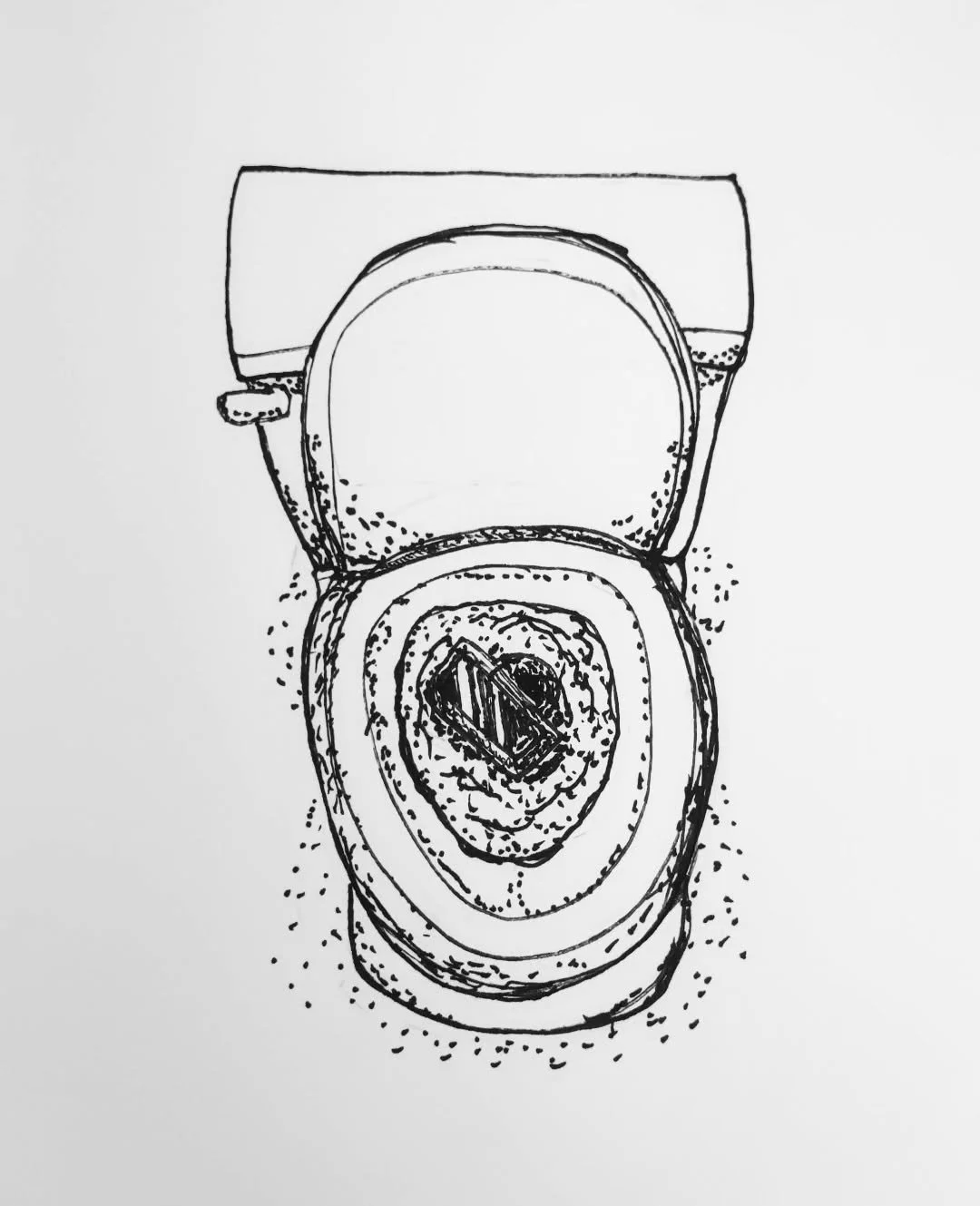 #Day16 of #Inktober is #Blunder. Apparently a blunder is a stupid mistake? So anyway, Idk how readable this is, but it's supposed to be a phone in the toilet lol 
.
.
.
#inktober2025 #toilet #plumbing #newphone #waterdamage #putitinrice