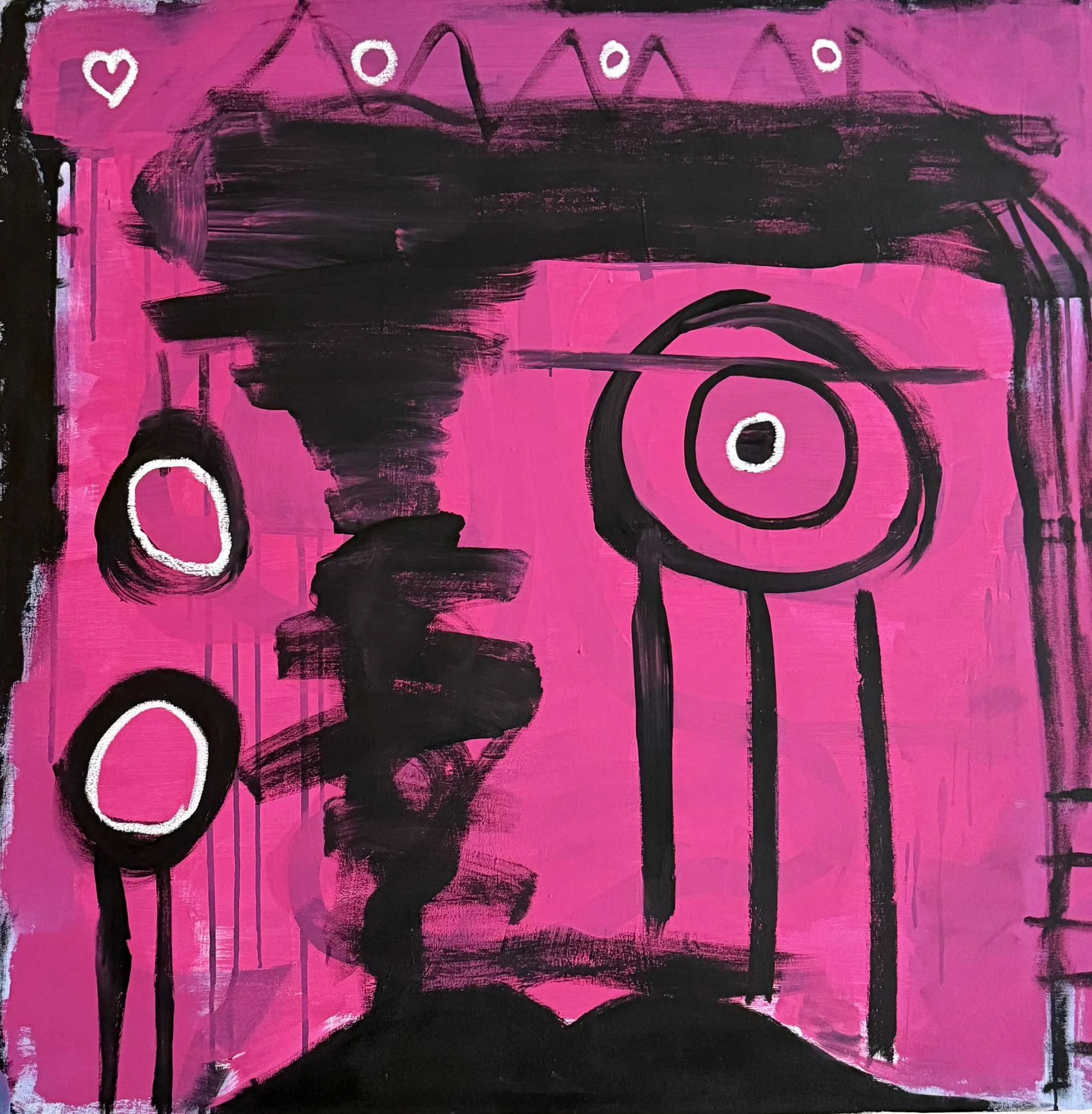 Mirando x la ventana en un día lluvioso
Acrílico y oil stick sobre lienzo · 100 × 100 cm