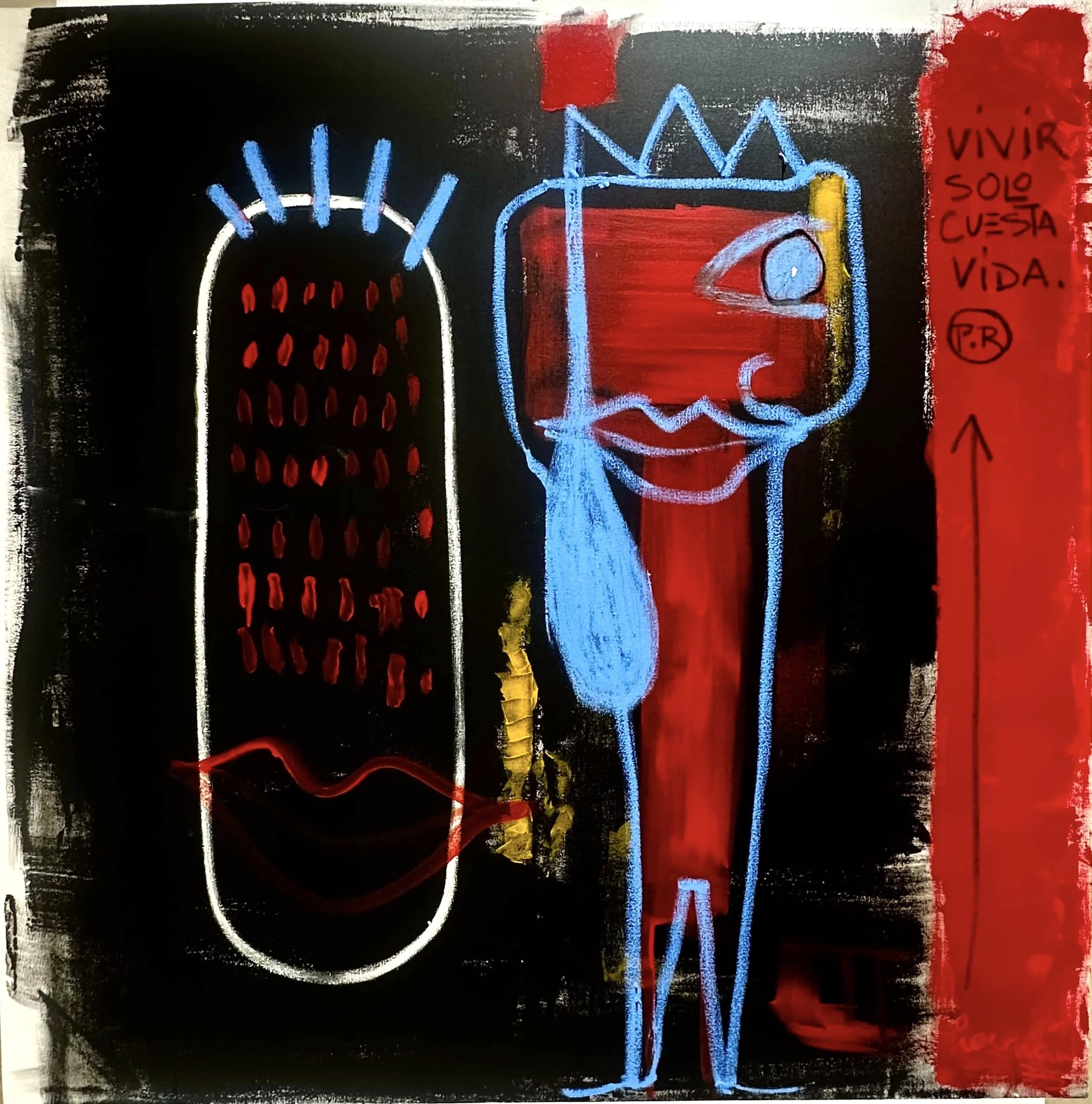 Técnica mixta — óleo y acrílico sobre lienzo · 150 × 150 cm
