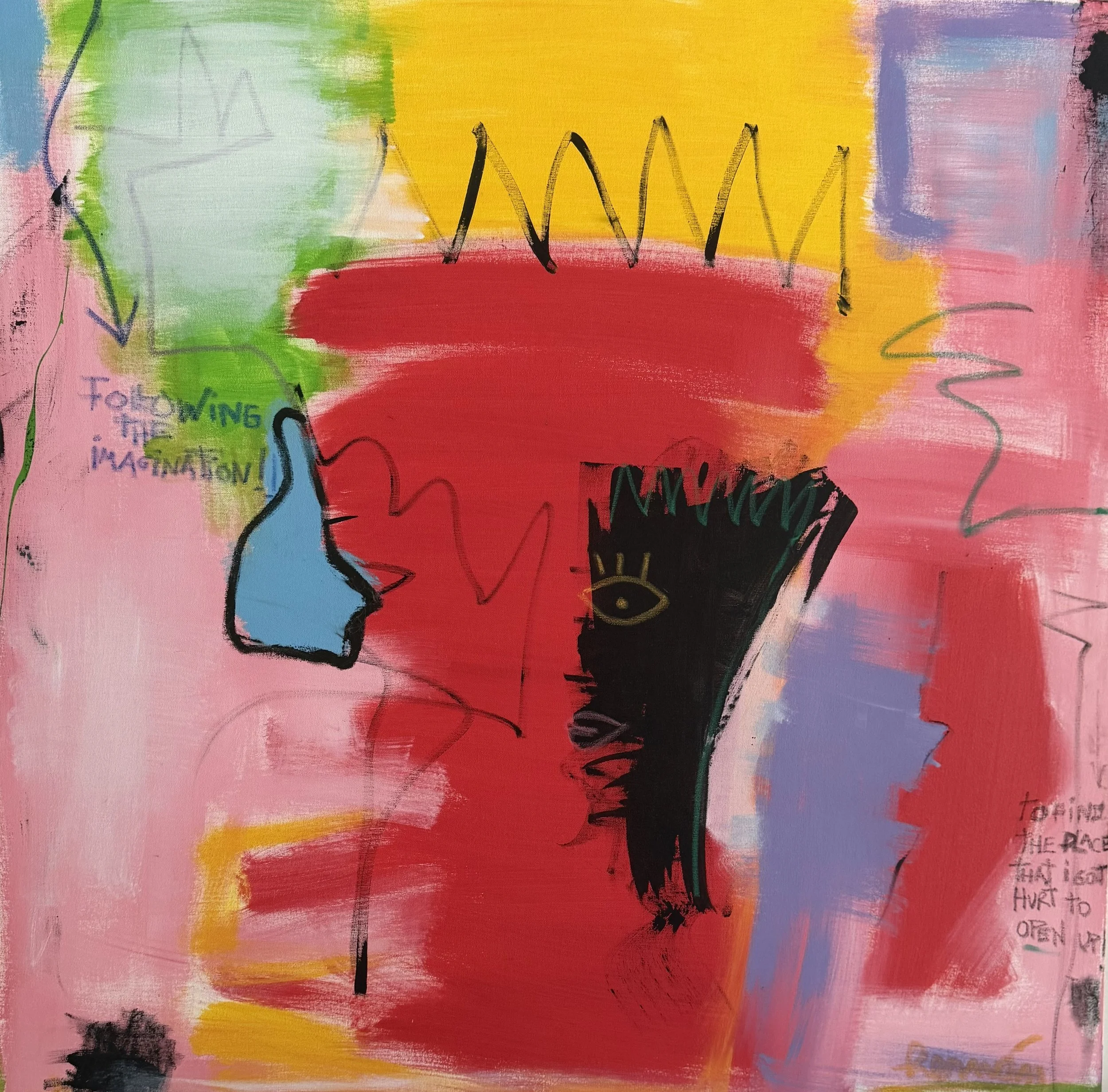 Following
Vendido · Mixta sobre lienzo — acrílico y pastel al óleo · 130 × 130 cm