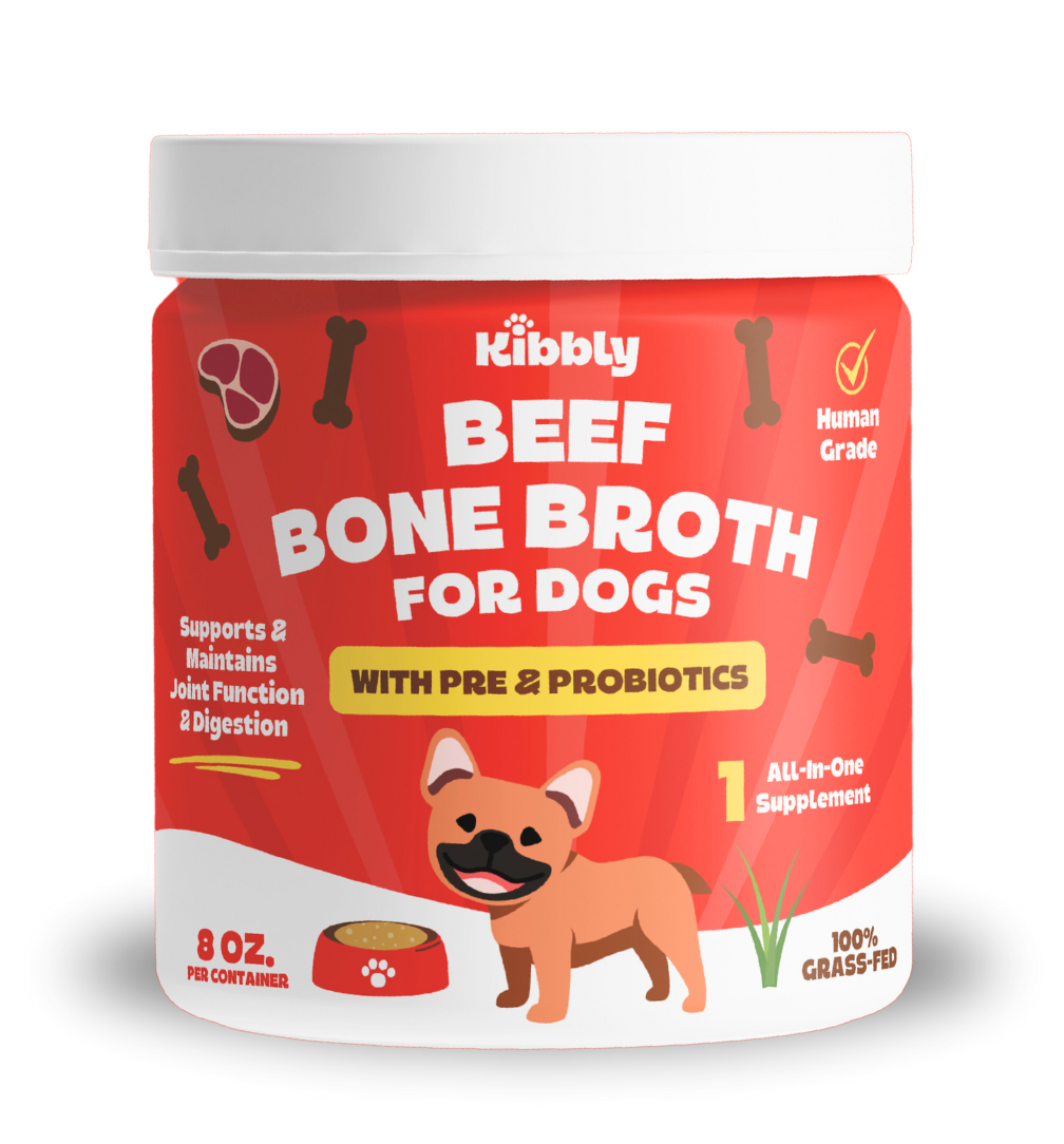 Kibbly Beef Bone Broth for Dogs brand and packaging design