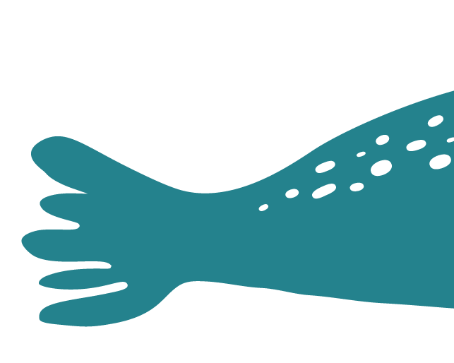 Illustration of a blue arm and hand with spots on it.
