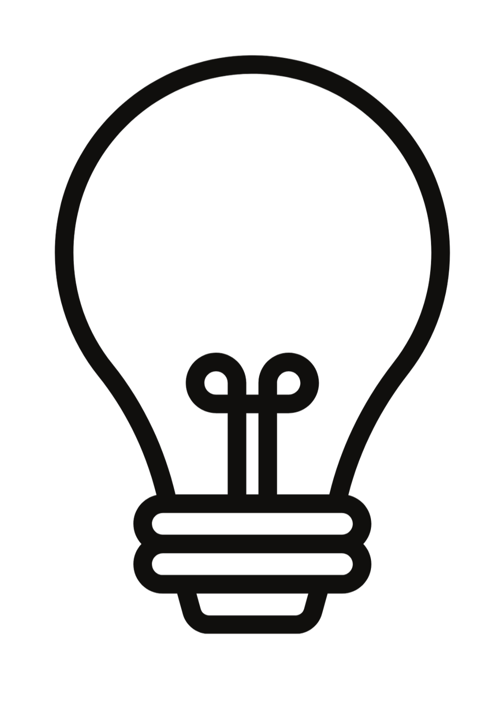 Outline of a light bulb icon with no background.