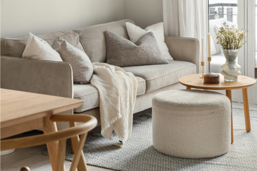 Comfortable lounge room for joining an online psychic reading from home