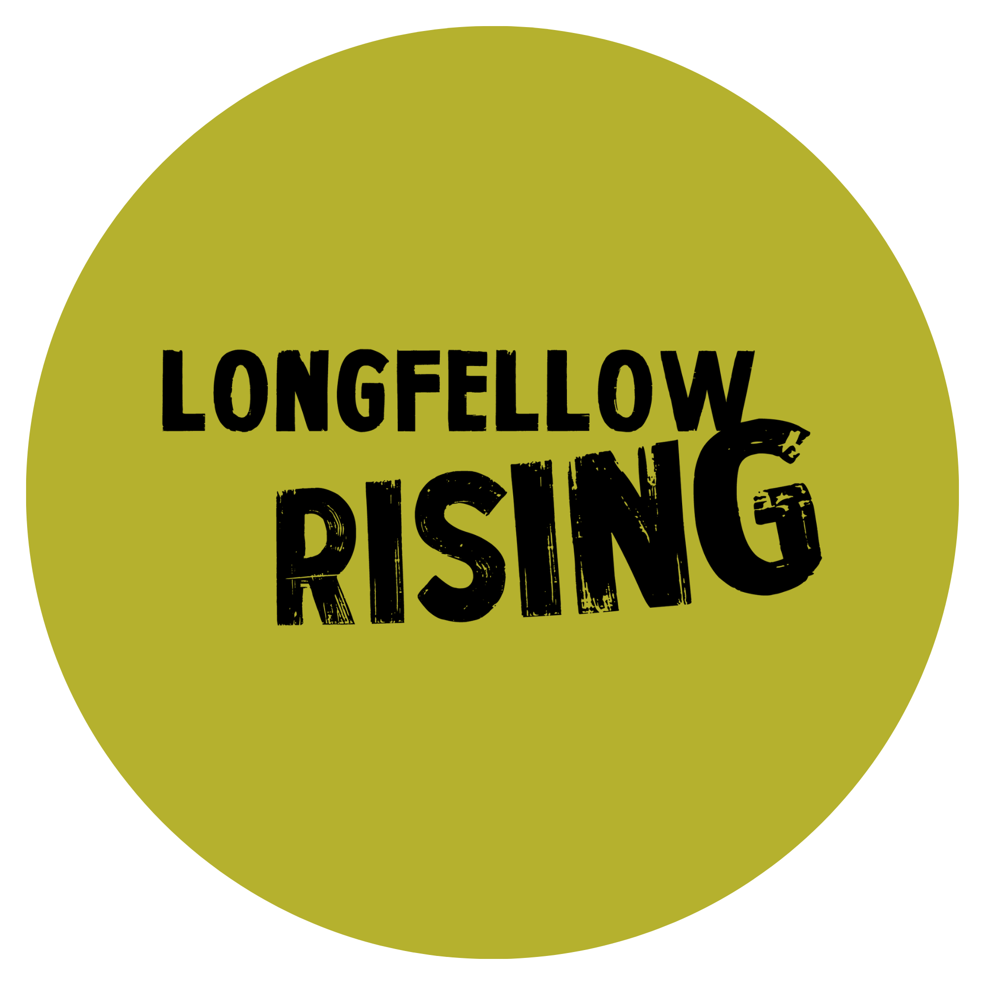 Yellow circular sticker with black and distressed text reading 'Longfellow Dising'