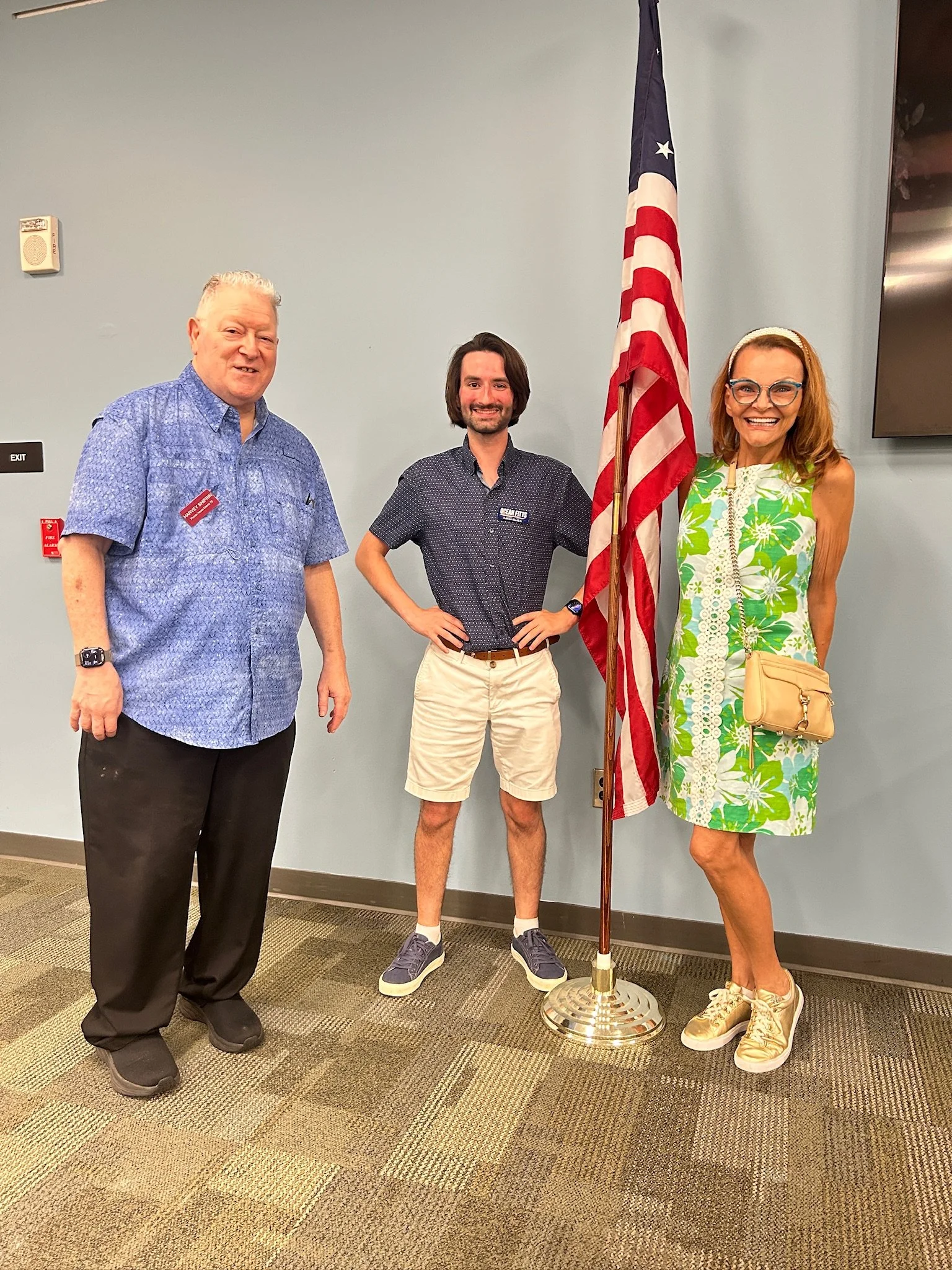 Ocean Fitts standing with Florida candidates: Sari A. Lindroos-Valimaki , running for Democrat of Manatee County Commissioner, District 1, and Harvey Shifrin, Democrat running for Florida House District 72