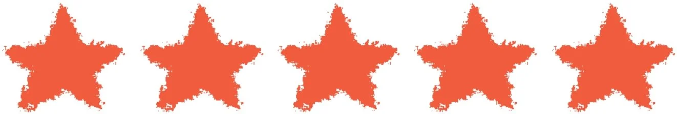 Multiple red, star-shaped ink stamps aligned horizontally.