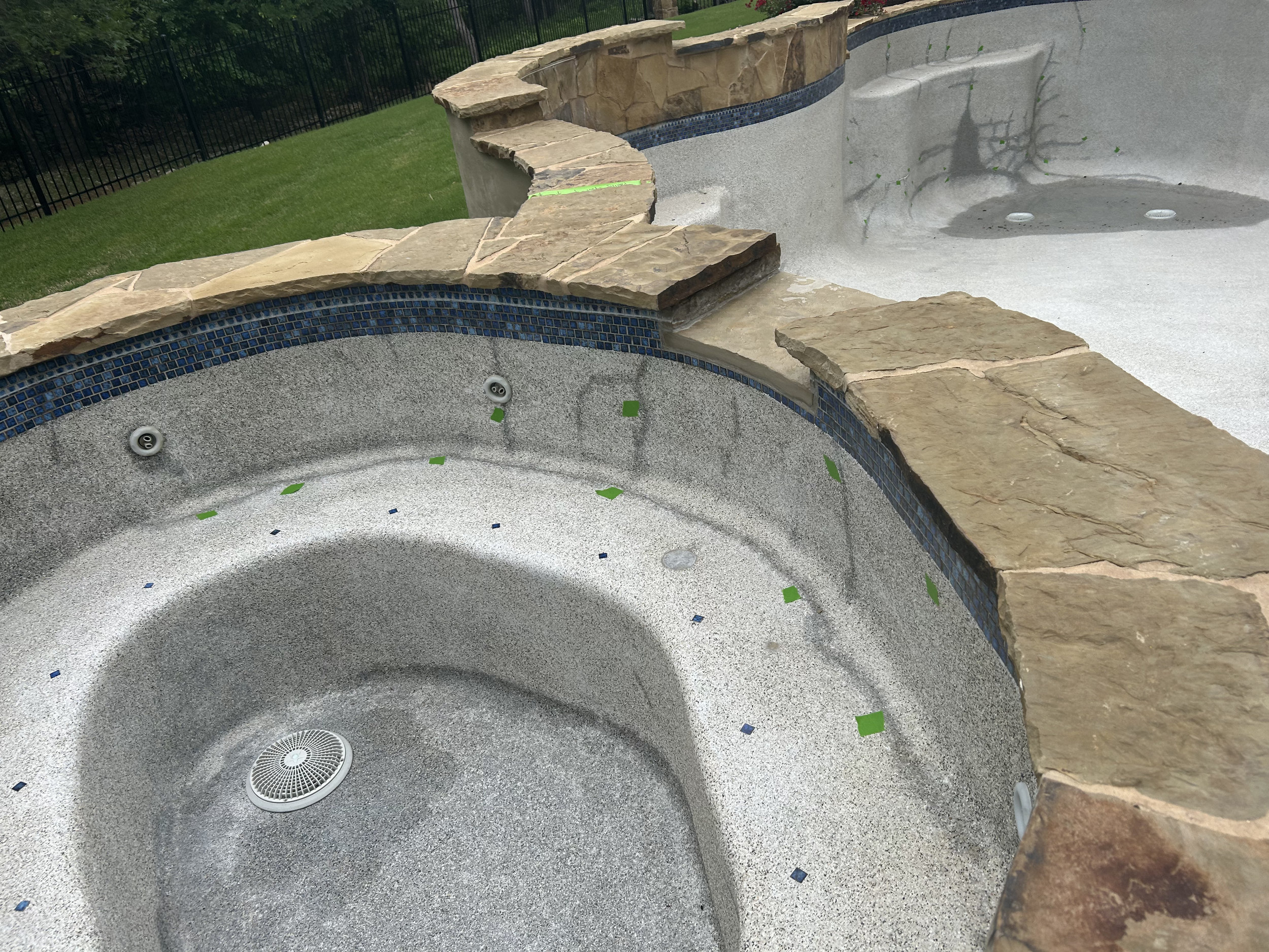 Alkali Silica Reaction spotted in this pool in the Central Texas area being worked by ManifestLC, Pool Repair, pool reconstruction