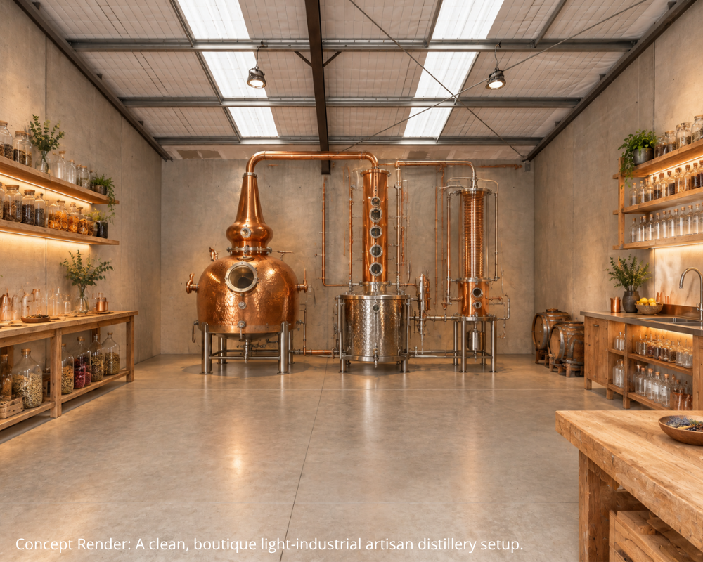 Boutique Artisan Gin Distillery Concept