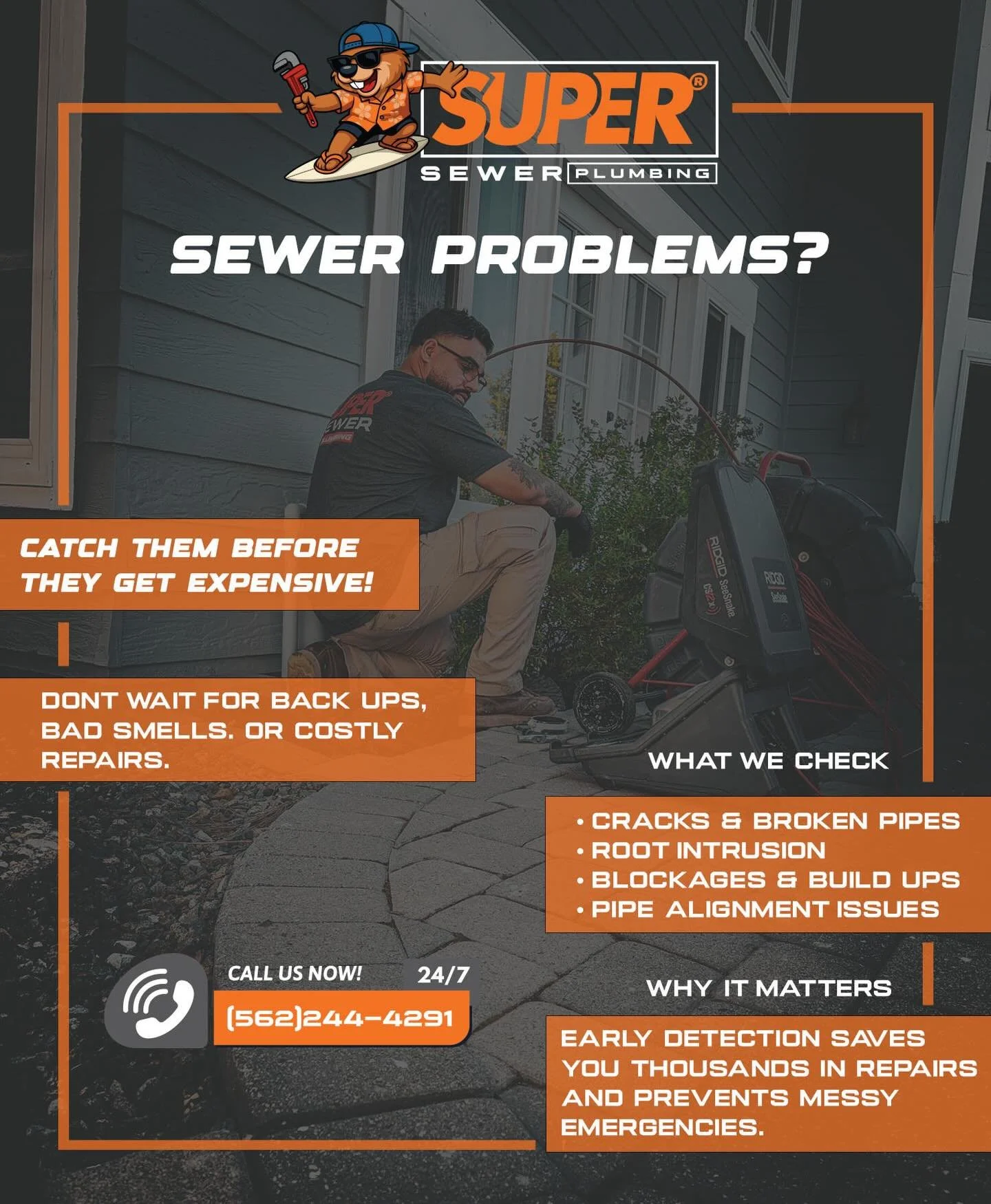 🚨 Sewer Problems? Catch Them Before They Get Expensive! 🚨
.
Don&rsquo;t wait for backups, bad smells, or costly repairs. 
Get a professional sewer camera inspection today and see exactly what&rsquo;s going on underground.
.
🔍 What We Check:
&bull;