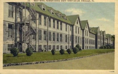 Historic postcard of the Cresson Tuberculosis Sanatorium. (Public Domain)