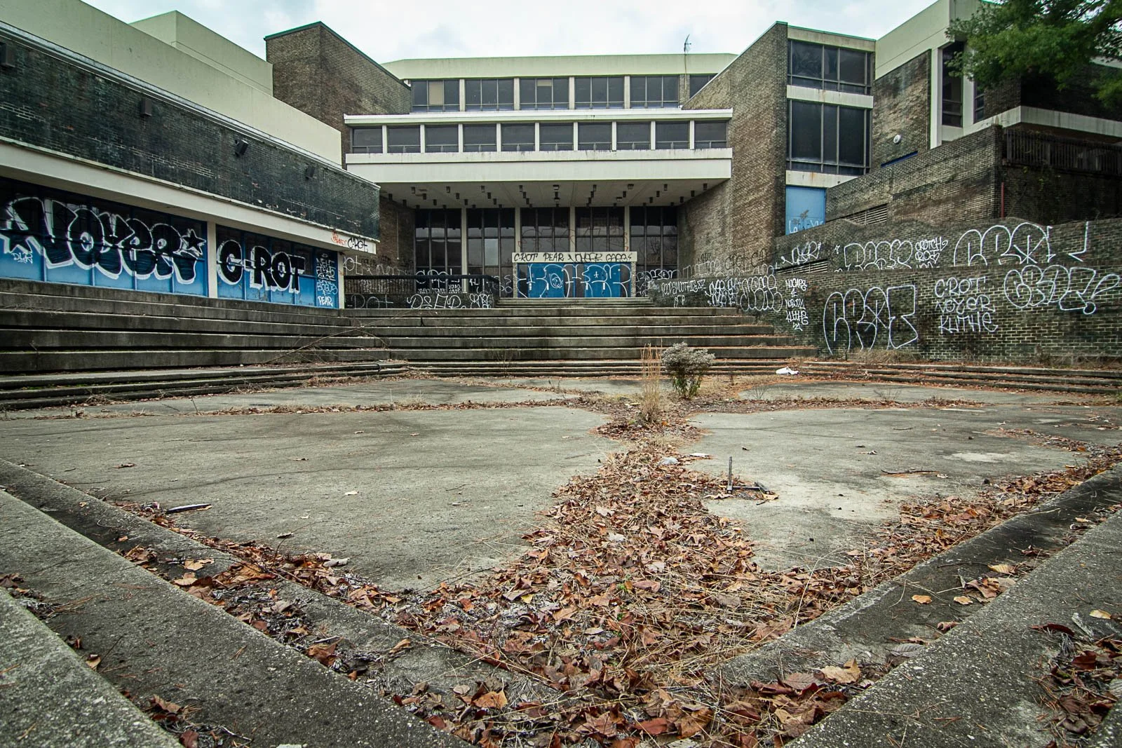 Entrance to an abandoned school