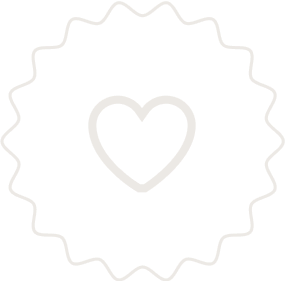 Icon of three people with a speech bubble above them, inside a decorative badge