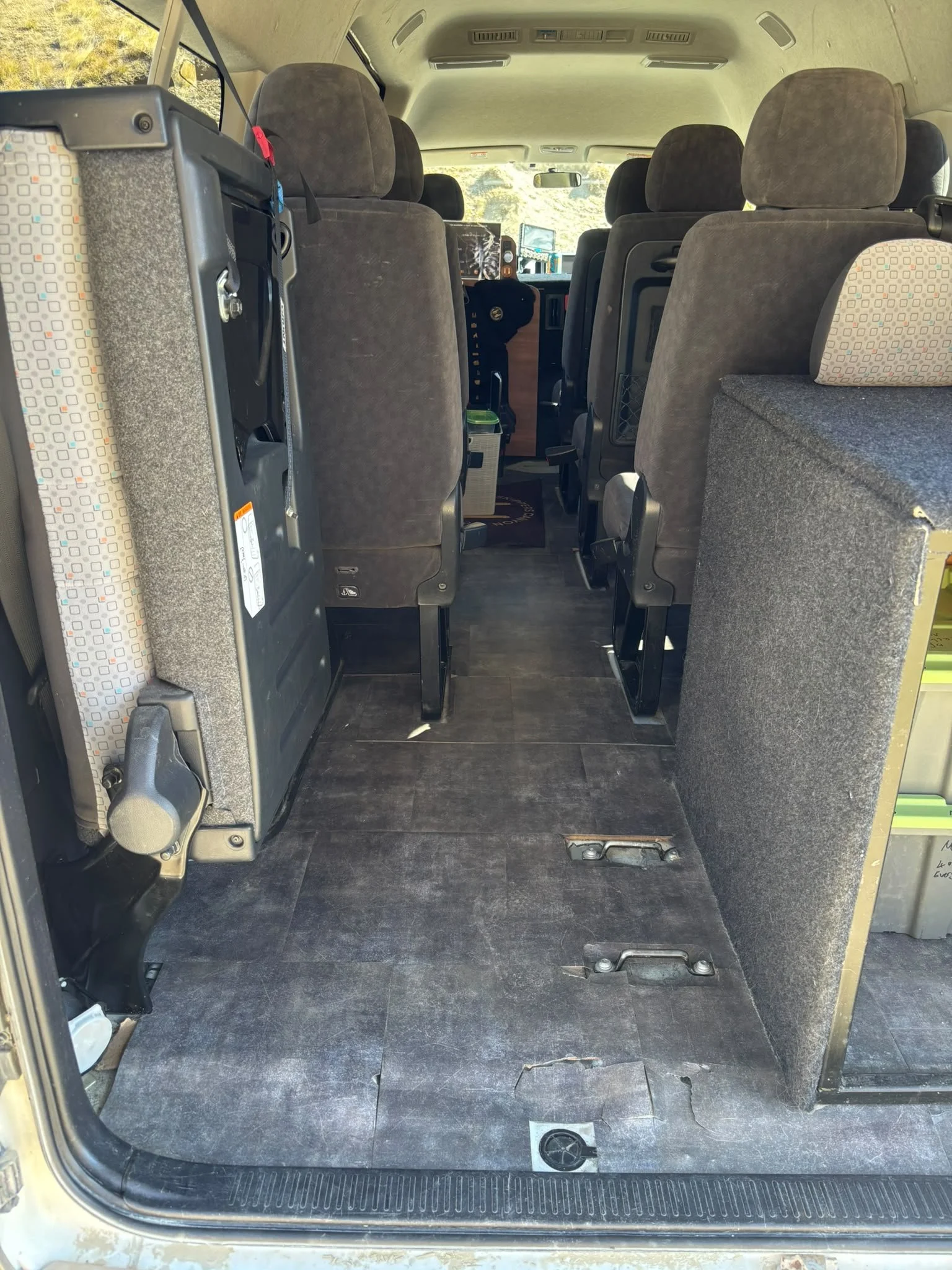 Space for larger wheel chairs when seats are folded