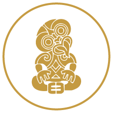Gold coin featuring a stylized lion or mythical creature design within a black circle
