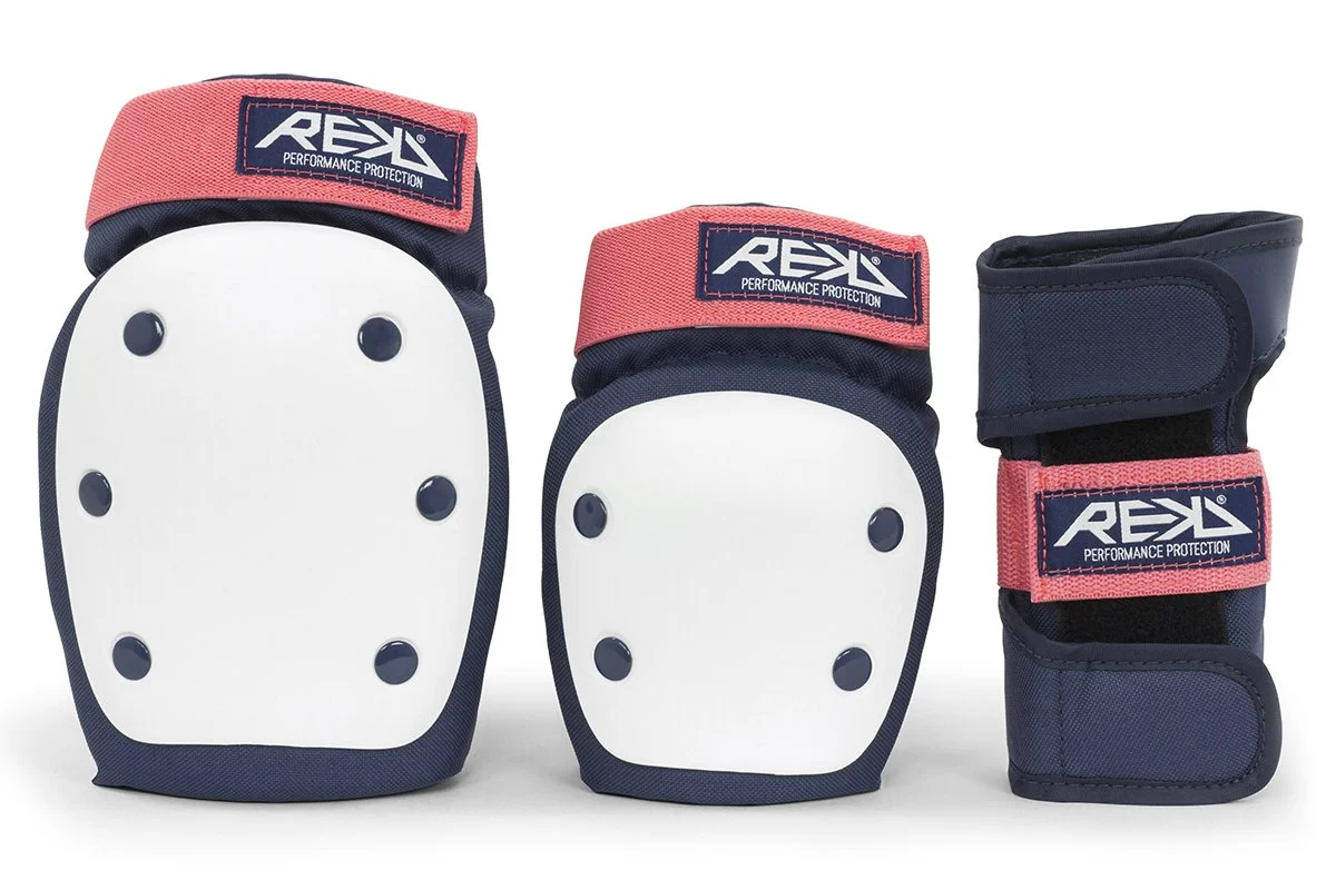 Pair of knee and elbow pads and a wrist guard.