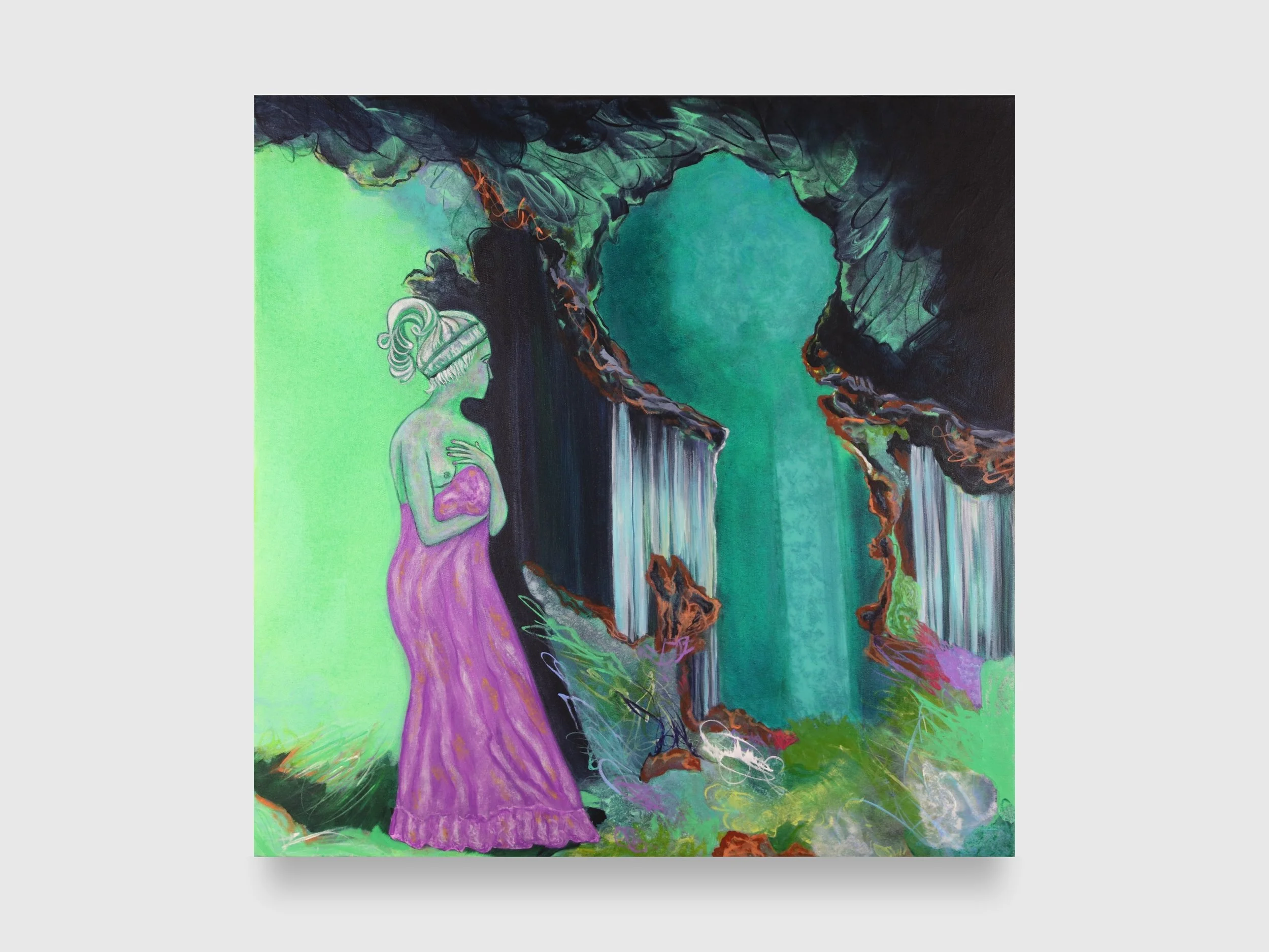 Venus by Underwater Cave, 2026. Acrylic paint and iridescent tint on canvas — 36 x 36 x 1.5 in.