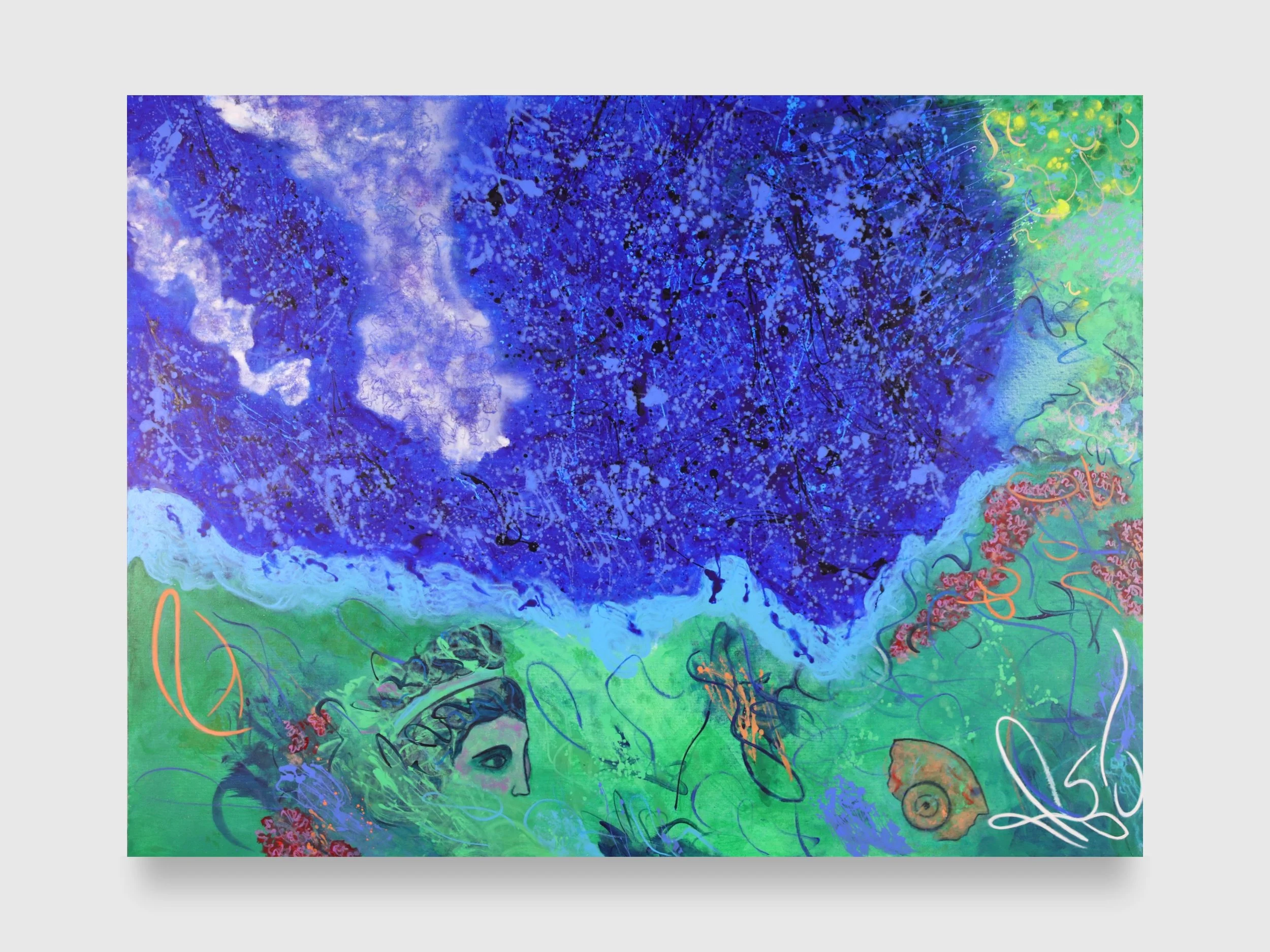 Aphrodite Under the Ocean #2, 2026. Acrylic on canvas — 48 x 36 x 1.5 in.