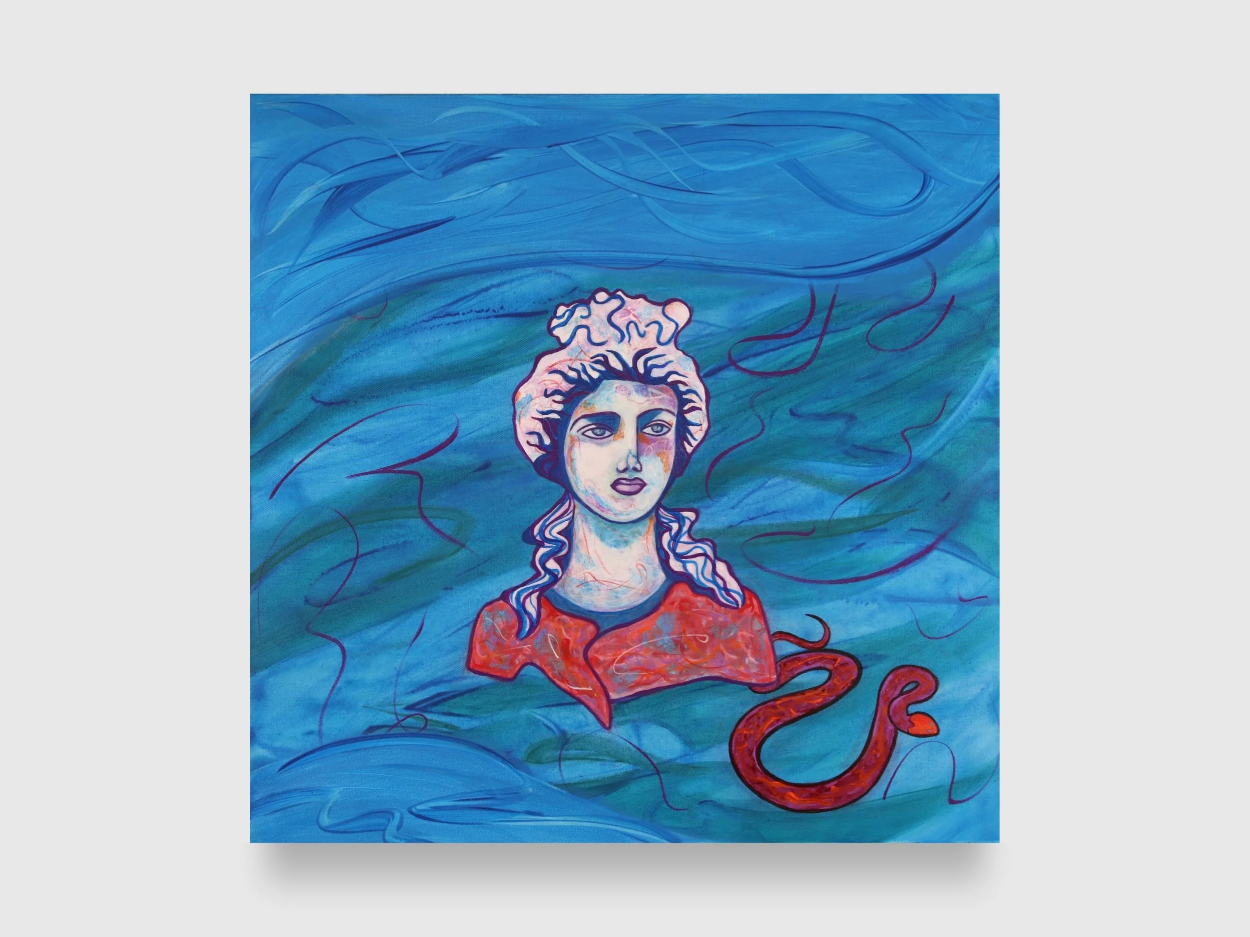 Salus Under the Ocean, 2026. Acrylic paint on canvas — 30 x 30 x 1.5 in.