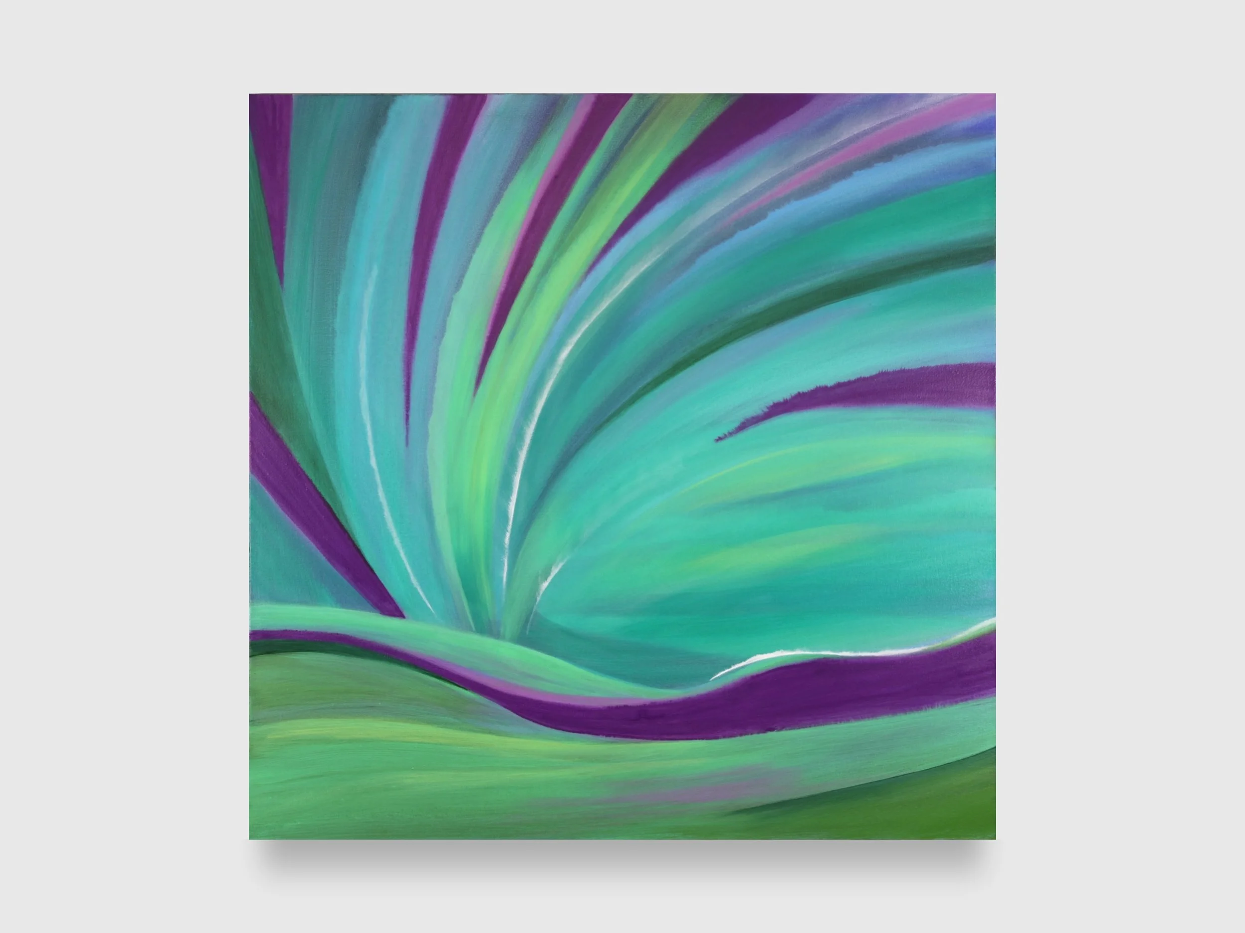 Aurora Borealis #4, 2026. Acrylic on canvas — 36 x 36 x 1.5 in.