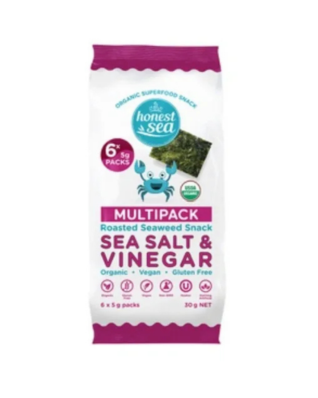 Honest Sea - Sea Salt and Vinegar Seaweed Snacks 6pk