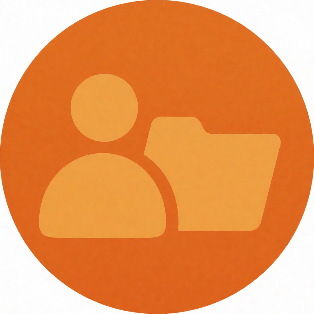 Circular Icon featuring a folder and user silhouette