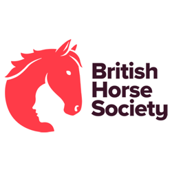 British Horse Society logo featuring a horse's head silhouette and a woman's profile.