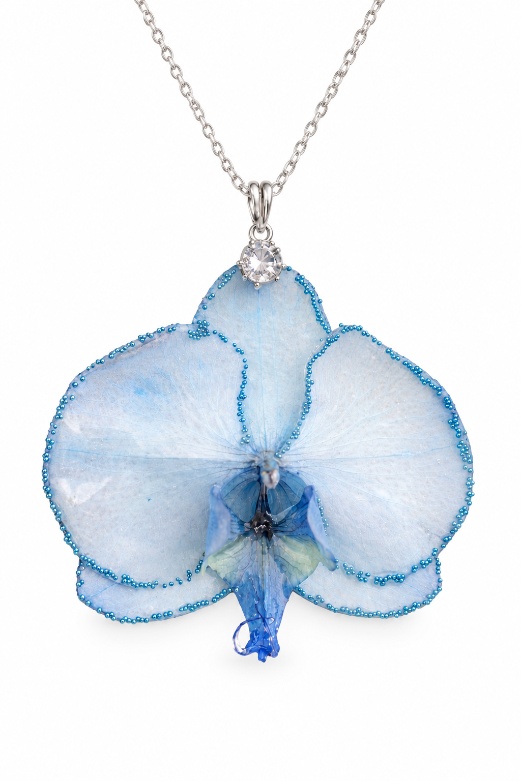 Real Blue Orchid Necklace - UV Resin Preserved Flower Jewellery