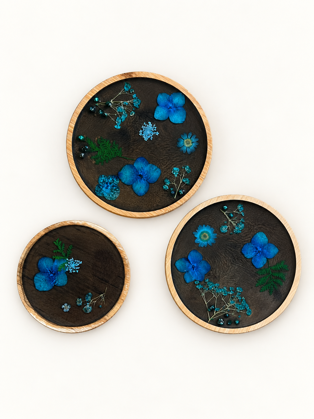 Blue Foliage Wooden Coaster