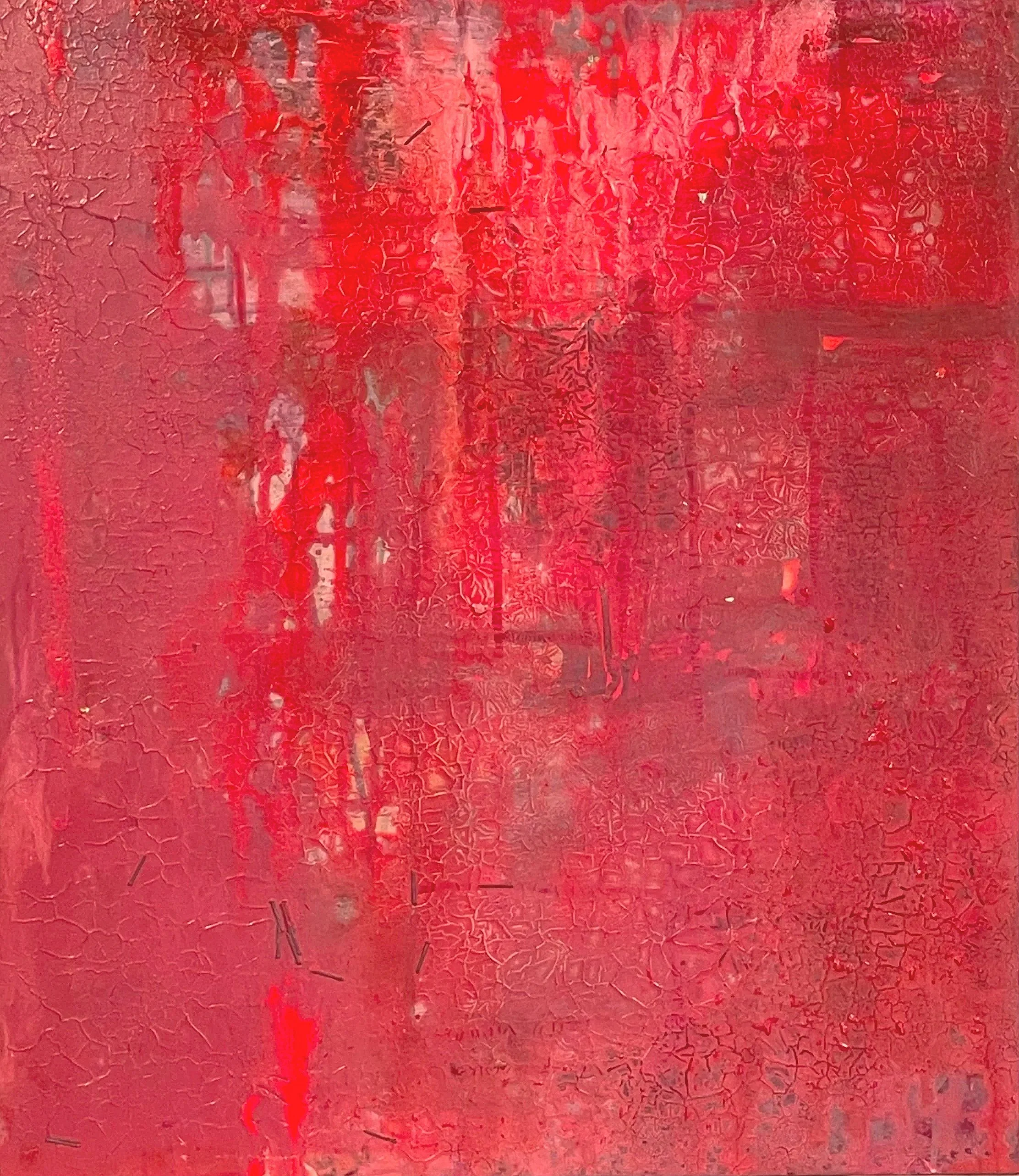"Emergence of sanguinity",

Mixed media on MDF,
50.8 x 48cm,

Available