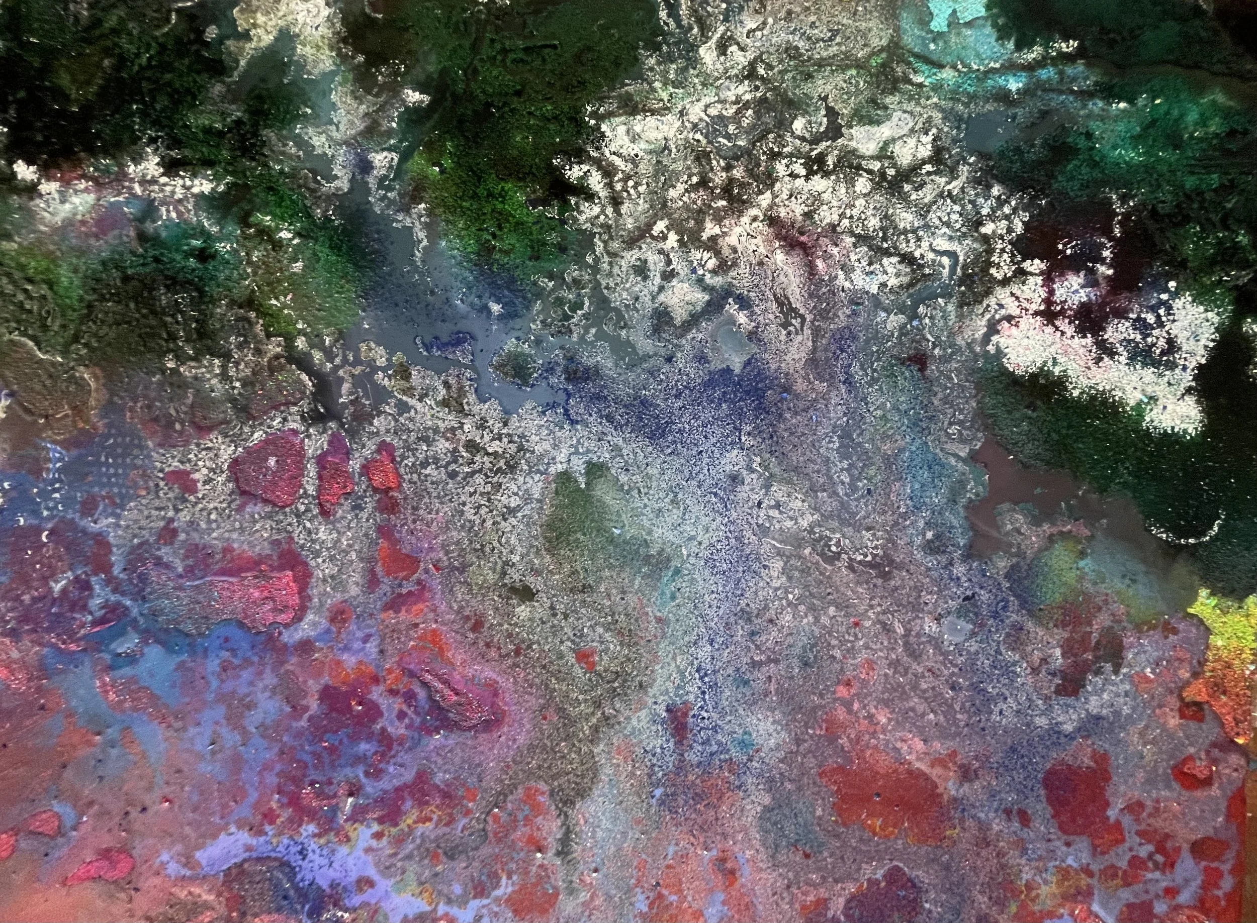 "If All the World was Made of Love",
- Horizontal 

Mixed Media on Mirror,

Available unframed