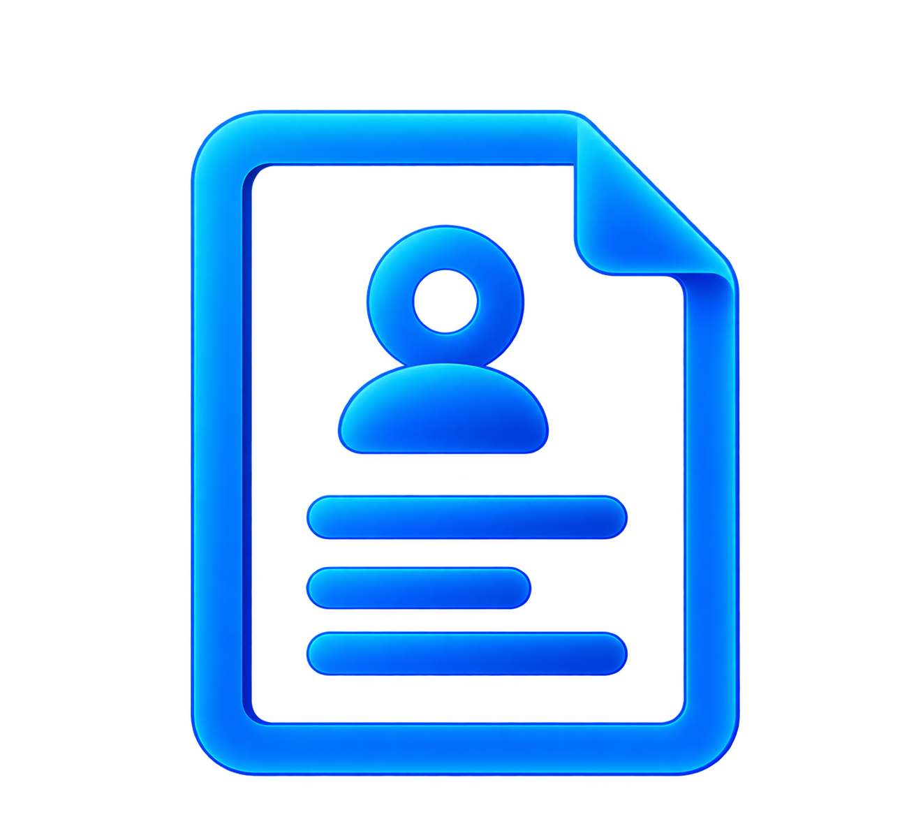 Digital illustration of a blue user profile icon on a document or ID card which represents the Recruitment Automation