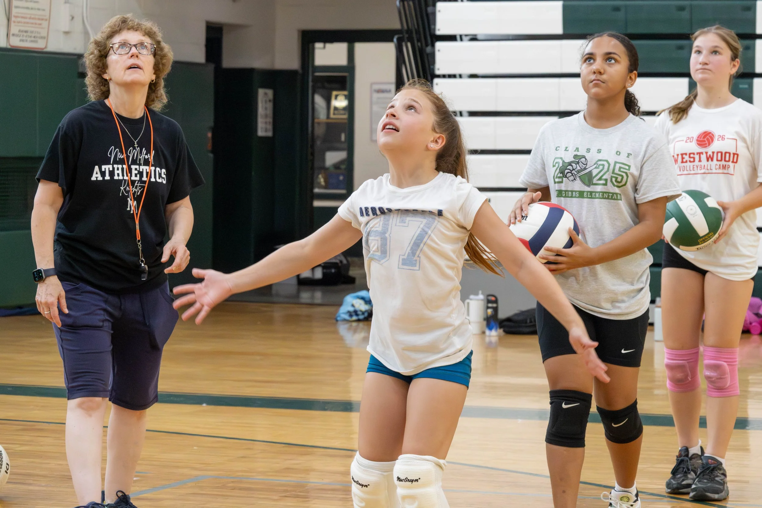 Older campers and a counselor dressed up for theme day
