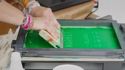 Maker screen-printing at the event