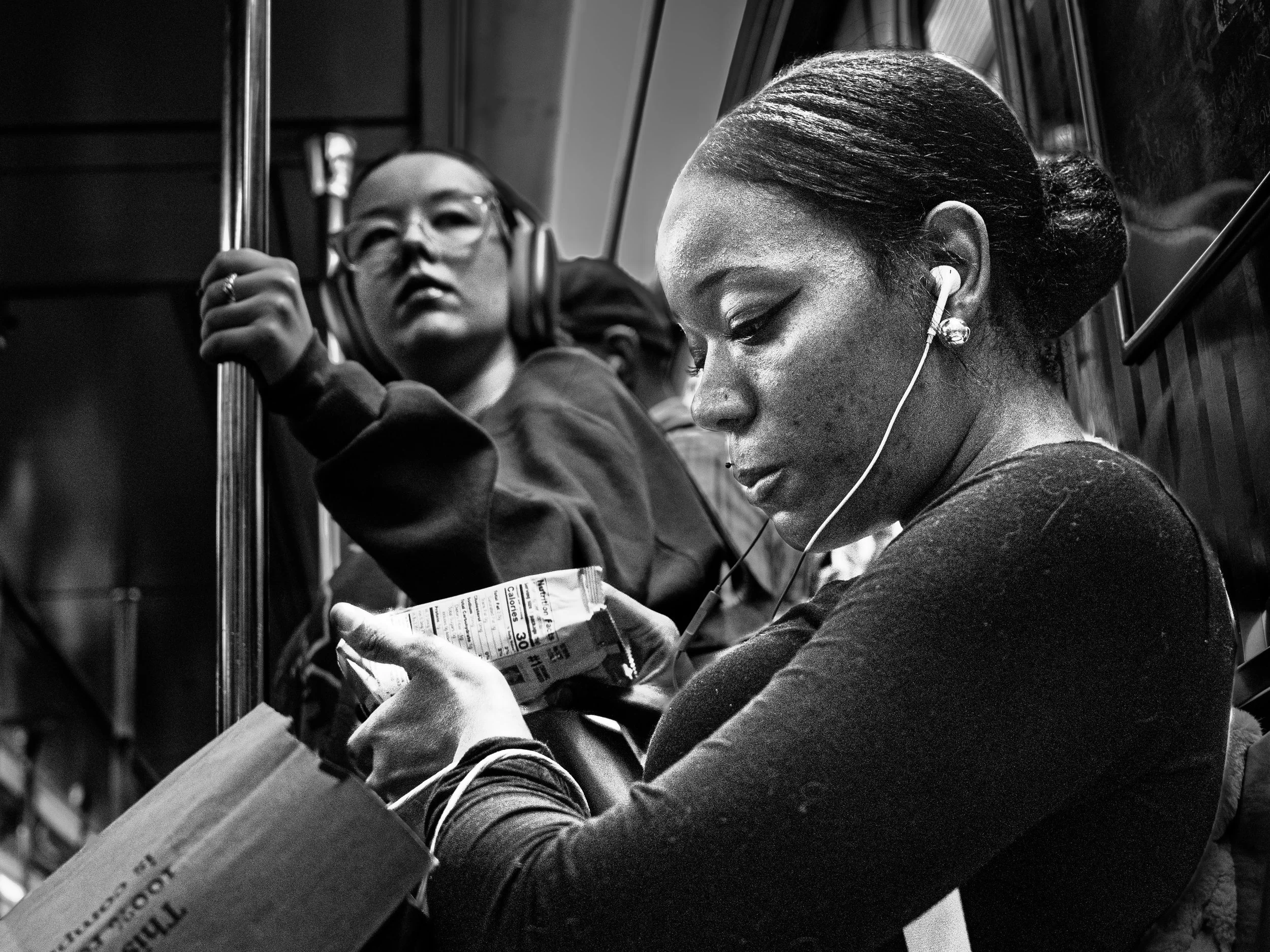 Woman on subway BW.jpg