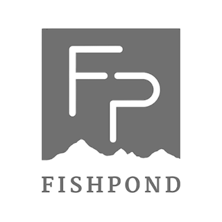 Logo for Fishpond gear and bags featuring stylized  FP and a mountain range silhouette.