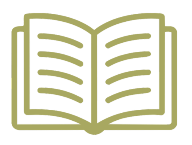 Outline of an open book with lines representing text